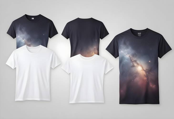 Blank T Shirt with Front and Back Views Isolated on White for Custom Printing and Design Projects