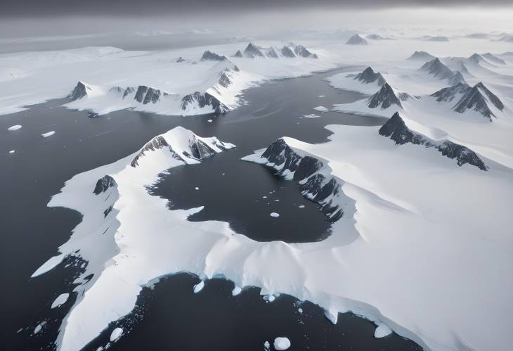 Blizzard Over Antarctica Mountains Aerial Winter Landscape and Polar Phenomena in Midsummer