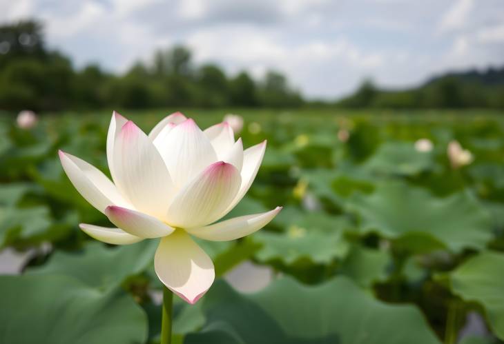 Blooming White Lotus in a Tranquil Lake