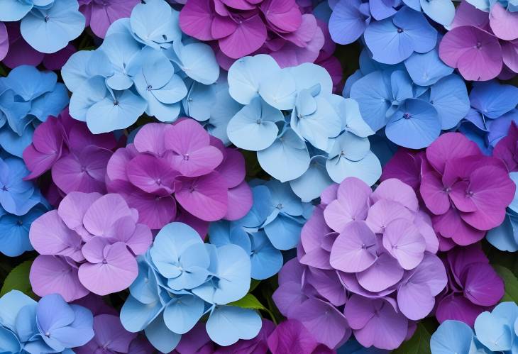 Blue and Violet Hortensia A Floral Symphony on White