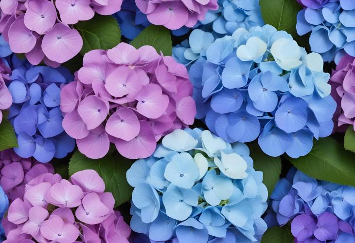 Blue and Violet Hortensia Flowers A Minimalist Floral Display