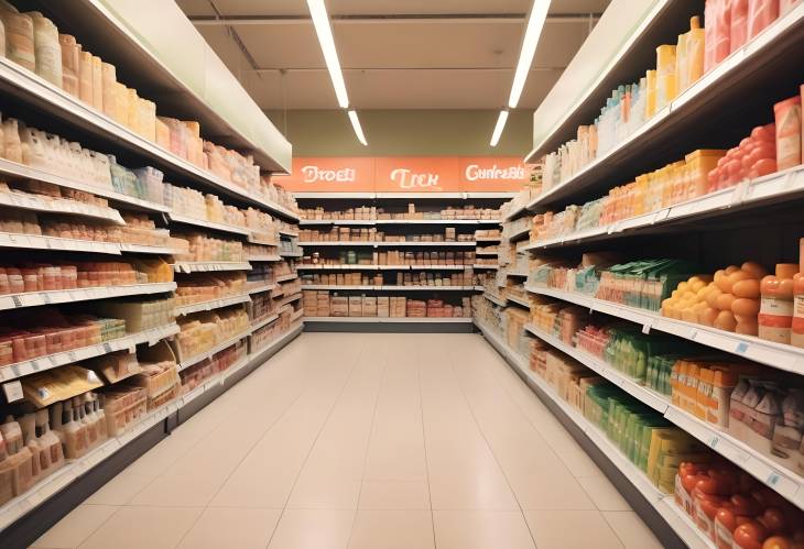 Blurred Supermarket Background Fuzzy View of Grocery Store Shelves