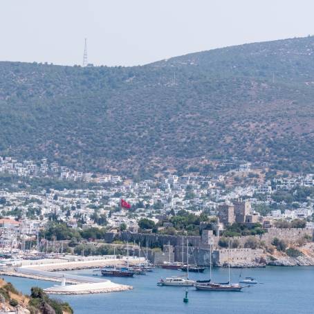 Bodrum Aerial of Castle and Marina on Turkish Riviera