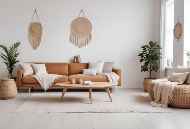 Boho Scandinavian Interior with Minimalist Furniture Home Staging for a Modern Look