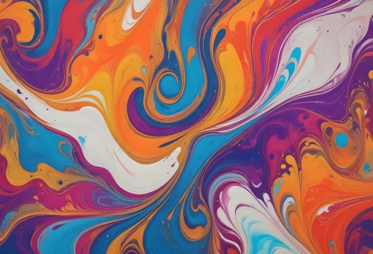 Bold Abstract Liquid Paint Art with Marbled Swirls and an Explosion of Vivid Colors and Patterns