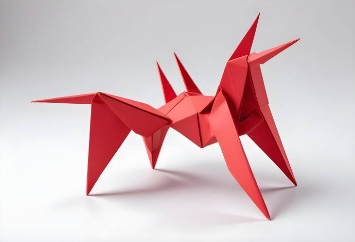 Bold Red Origami Snapology Figure Eye Catching Art