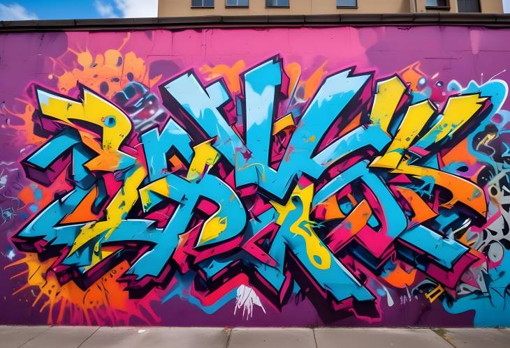 Bold Urban Graffiti Art with Abstract Designs and a Burst of Vibrant Colors in an Urban Setting