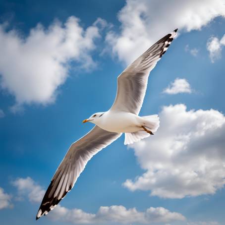 Bottom Up View of a Seagull in a Blue Sky  Stunning Bird Photography and Sky Landscape