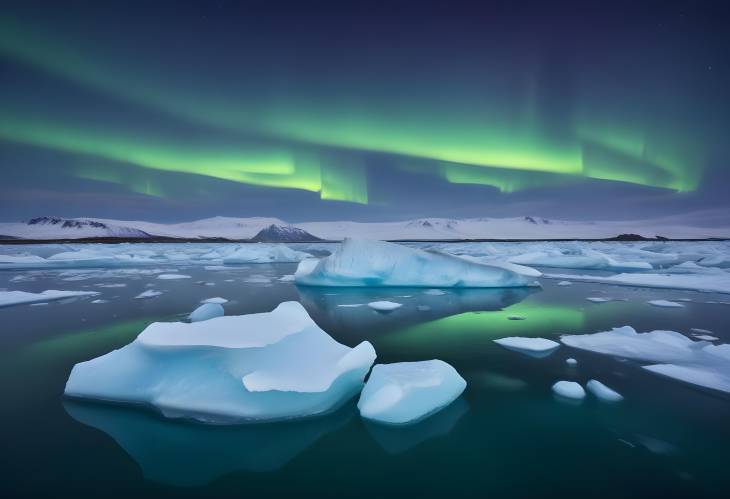 Breathtaking Aurora Borealis Over Jokulsarlon Icebergs in Vatnajokull National Park