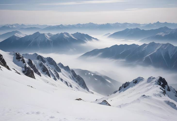 Breathtaking View from the Top of a Snow Capped Mountain