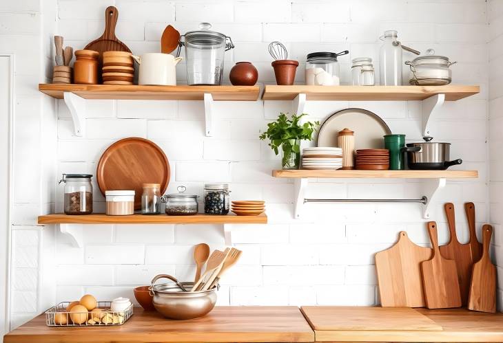 Bright and Breezy Rustic White Kitchen Shelves