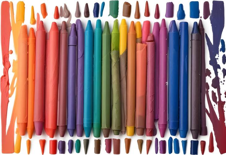 Bright and Colorful Crayon Wax Set Isolated on White Background