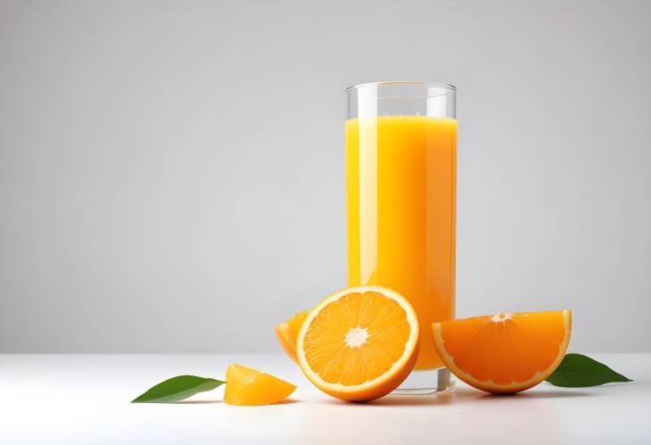 Bright and Fresh Orange Juice Isolated on White Background