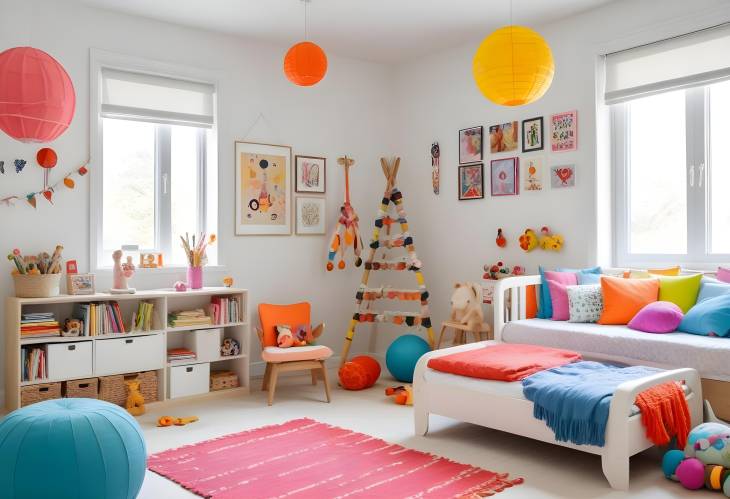 Bright and Happy Childrens Room with Colorful Decor and Toys