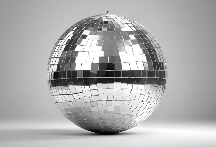 Bright and Shiny Silver Disco Ball Isolated on White, Perfect for Glamorous Party and Dance Floor