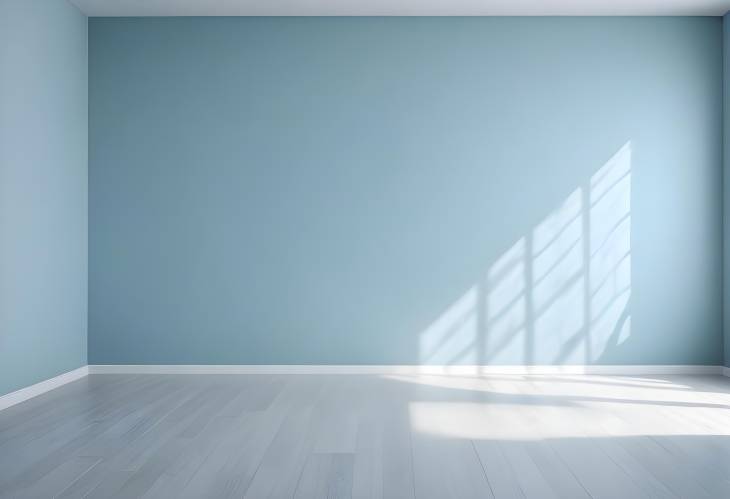 Bright Light Blue Wall and Smooth Floor with Glare