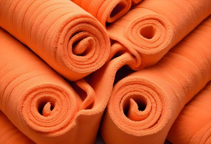 Bright Orange Towel Rolls on White Background