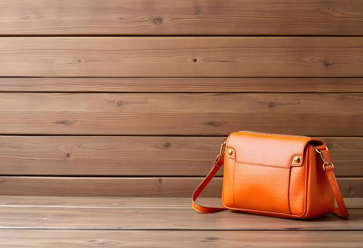 Bright Orange Women Crossbody Bag on Wooden Surface Chic Accessory for Any Outfit