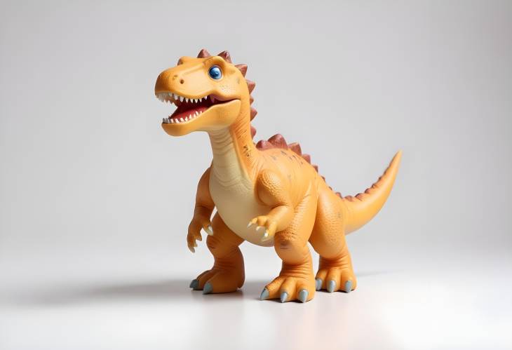 Bright Plastic Dinosaur Toy Isolated on White Background for Design Space