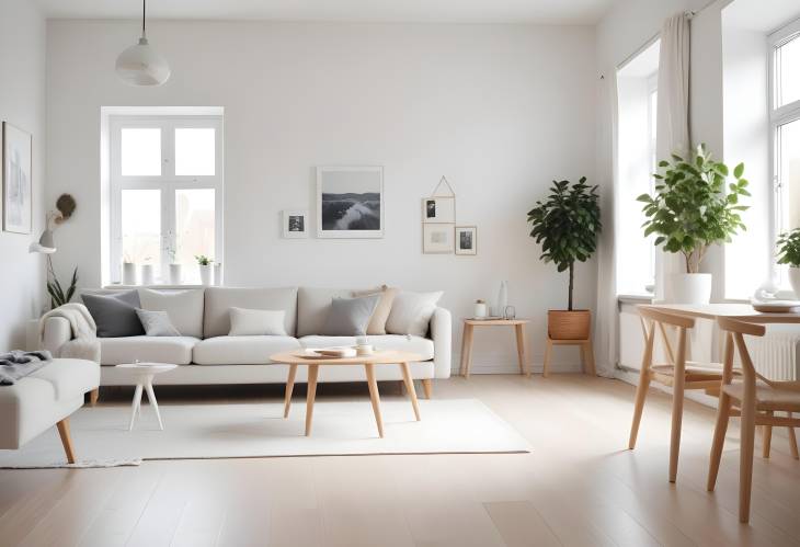 Bright Scandinavian Style Living Space with Minimalist Design, Defocused and Airy, Resplendent