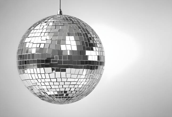 Bright Silver Disco Ball with Shiny Finish Isolated on White for Stylish Party and Dance Decor