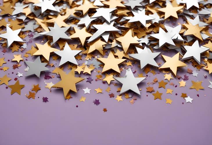 Bright Star Shaped Foil Confetti Isolated on Clean White Background for Parties