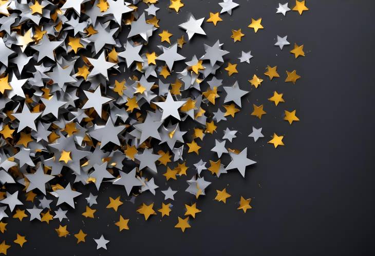 Bright Star Shaped Metal Foil Confetti Isolated on White Background