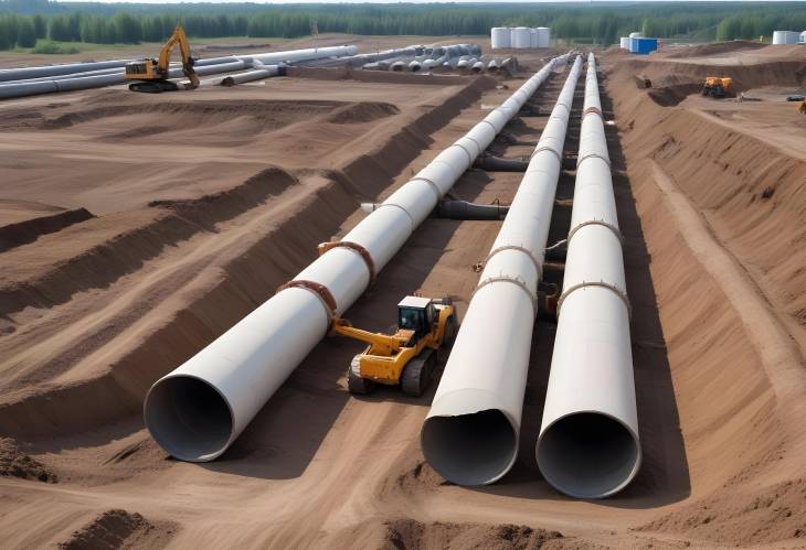 Building Gas and Crude Oil Pipelines with Excavator and Pipelayer for Energy Infrastructure Developm