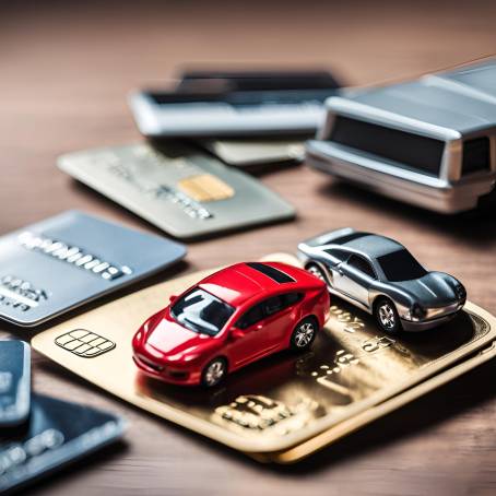 Business Finance with Toy Car and Credit Cards on Office Desk