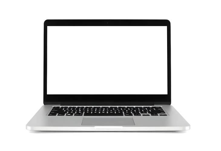 Business Office Laptop with White Screen