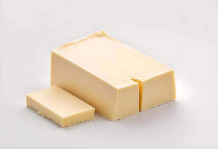 Buttery Goodness Block of Butter Isolated on White for Baking and Cooking