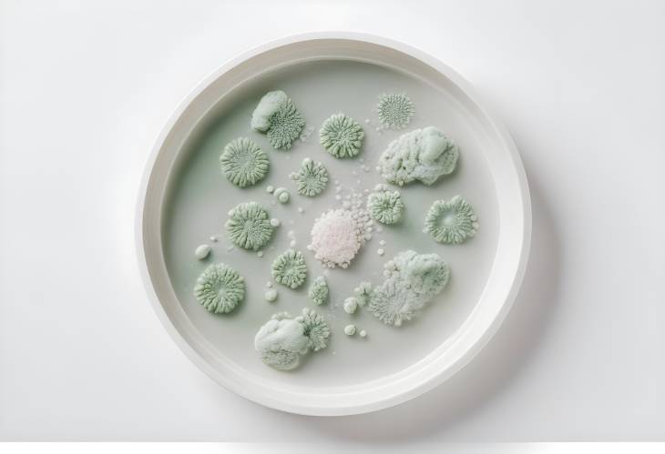 Calcium Carbonate Powder in Petri Dish on White Background Detailed Laboratory View