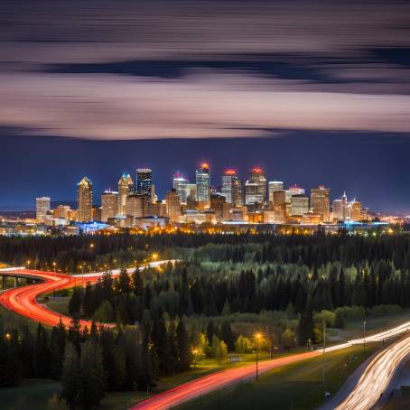 Calgary After Dark A Radiant Skyline in Alberta, Canada