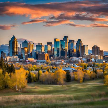 Calgary Cityscape from Scotsman Hill Stunning Sunny Day View of Canadas Urban Jewel