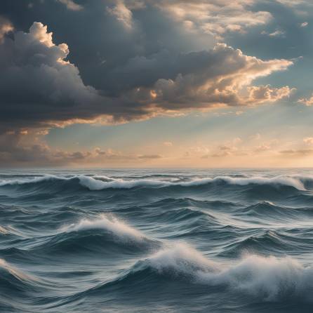 Calm Ocean and Clouds A Picture of Tranquil Weather at Sea