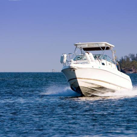 Calm Water Gliding Under a Sleek Motorboat