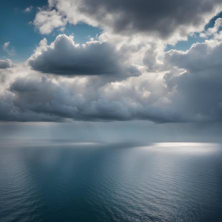 Calm Weather Over the Ocean with Soft Cloud Cover and Serenity