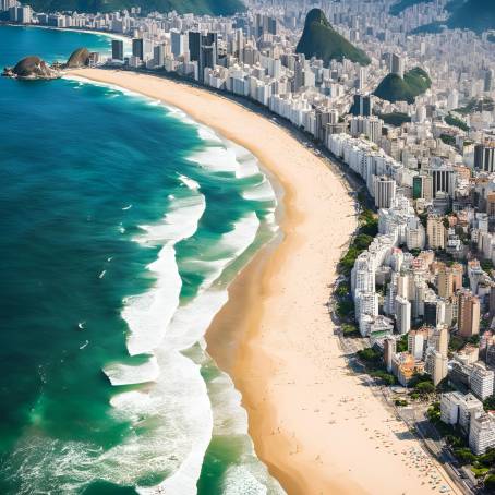 Captivating Aerial Perspective of Copacabana and Ipanema Beaches, Rio de Janeiro