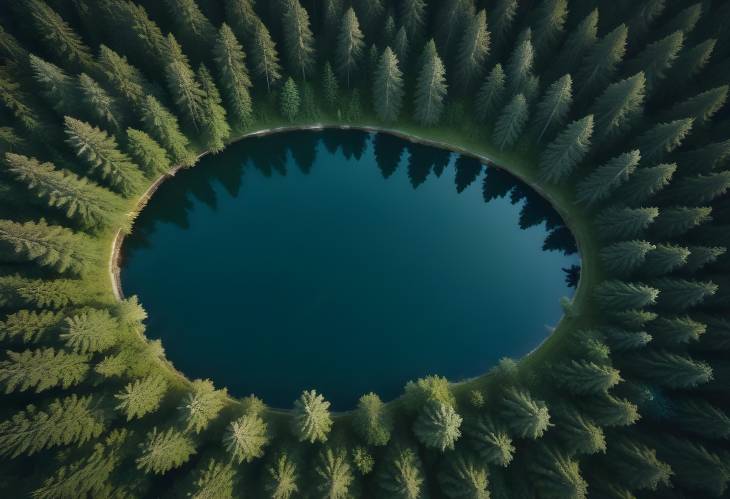 Captivating Aerial View of Lake and Forest Stunning Drone Photography