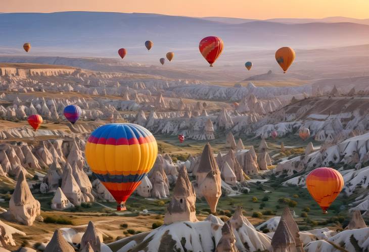 Captivating Sunrise in Cappadocia Colorful Balloons and Beautiful Sky