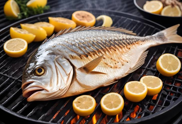 Capturing the Art of Grilling Dorada Fish on the BBQ A Flavorful Seafood Delight in Food Photograph