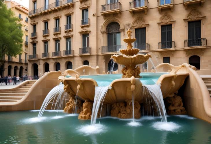 Cascading Fountain in Barcelona A Stunning Display of Water and Light