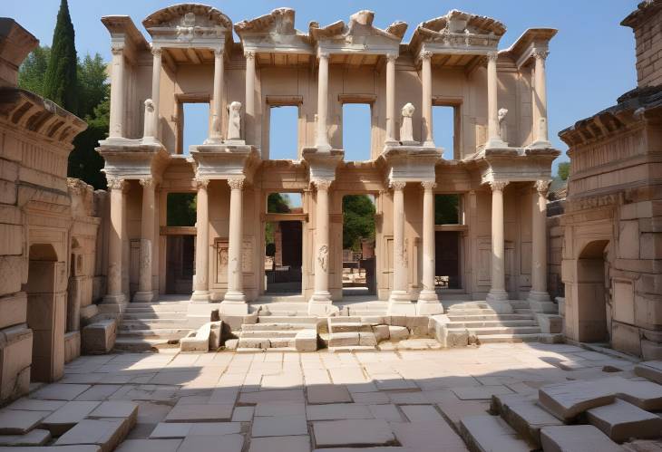 Celsus Library in Ephesus  Historic Roman Library in Selcuk, Turkey