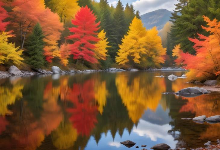 Charming Autumn Scene with River and Foliage