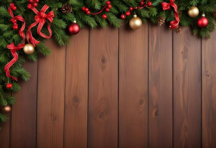 Charming Christmas Border Design with Rustic Wood Elements