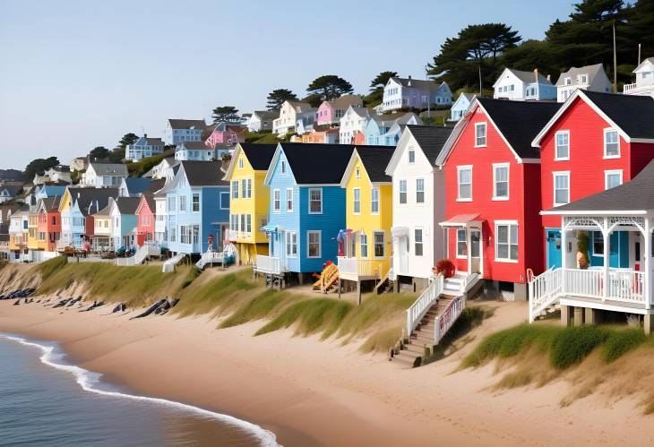 Charming Coastal Festival Seaside Town with Colorful Houses