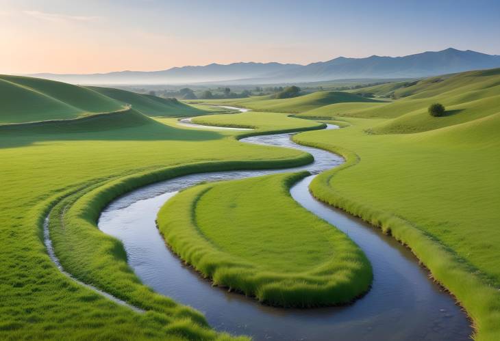 Charming Countryside with a Meandering Stream