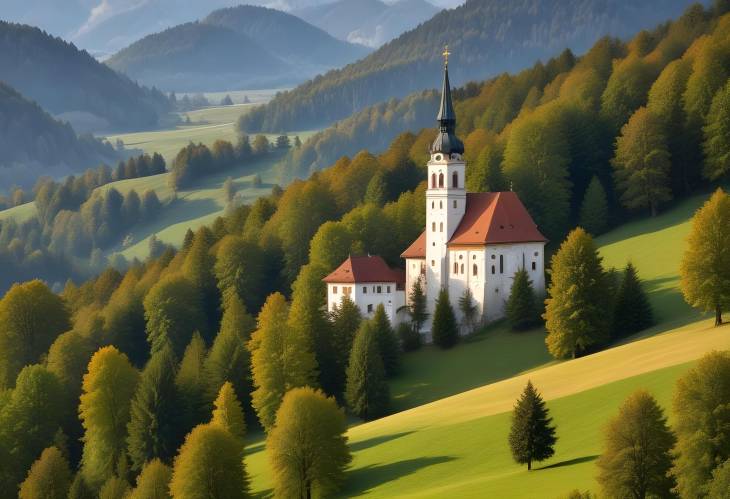 Charming Etting Church St. Andreas in the Idyllic Landscape of Upper Bavaria Wallpaper