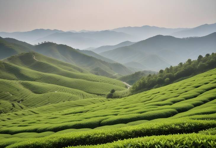 Charming Green Tea Farmland and Hills in Boseong, South Korea