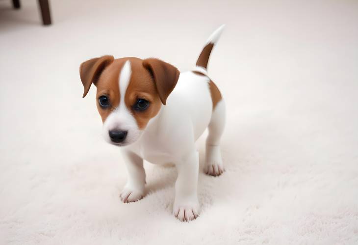 Charming Jack Russell Puppy on Soft White Carpet